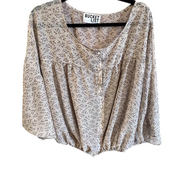 BUCKETLIST Tops - BUCKETLIST Cream Floral Poncho Blouse
